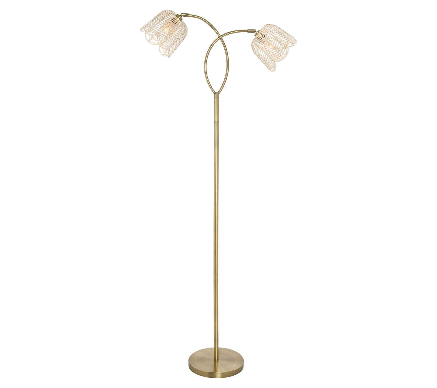 River of Goods 67.5"H Metal Floor Lamp with Rattan Shades