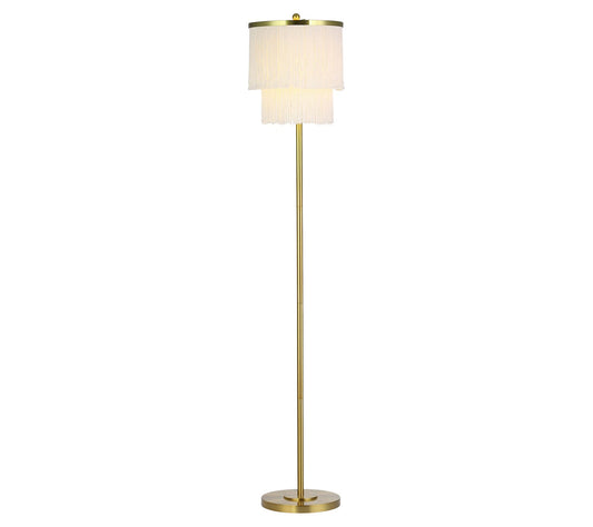 River of Goods 63"H Metal Floor Lamp With Fringe Shade