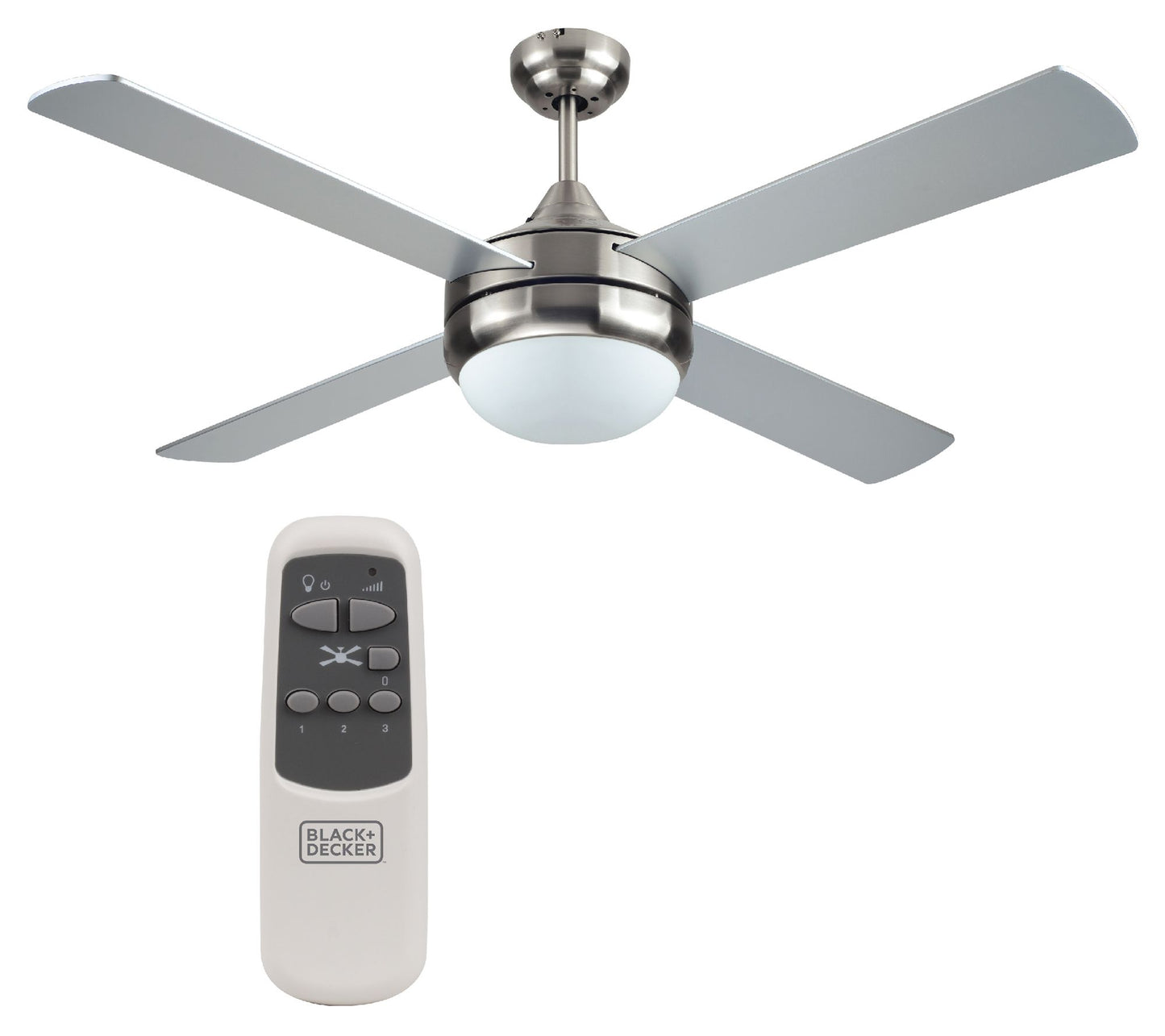 BLACK+DECKER 52" Ceiling Fan with Remote Control, Silver