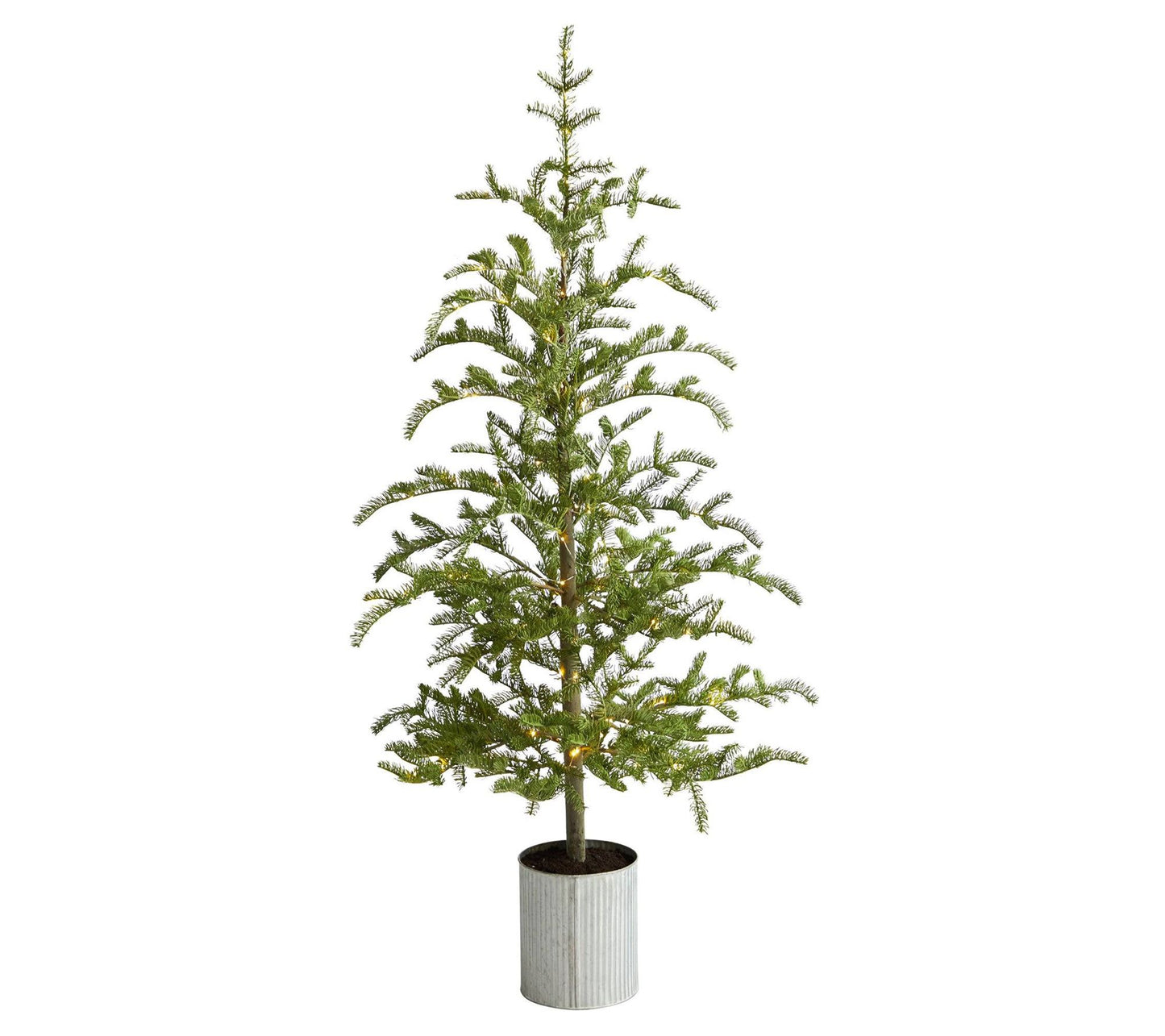 Nearly Natural 5.5-ft Pine Christmas Tree w/Planter w/Lights