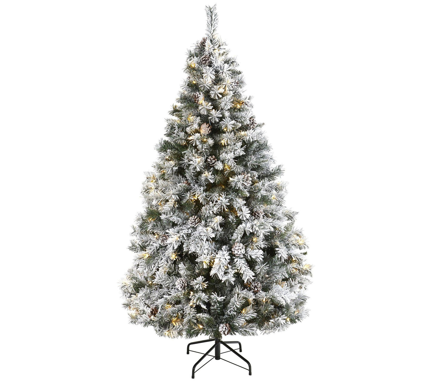 Nearly Natural 6-ft Flocked Christmas Tree w/250 LED Lights