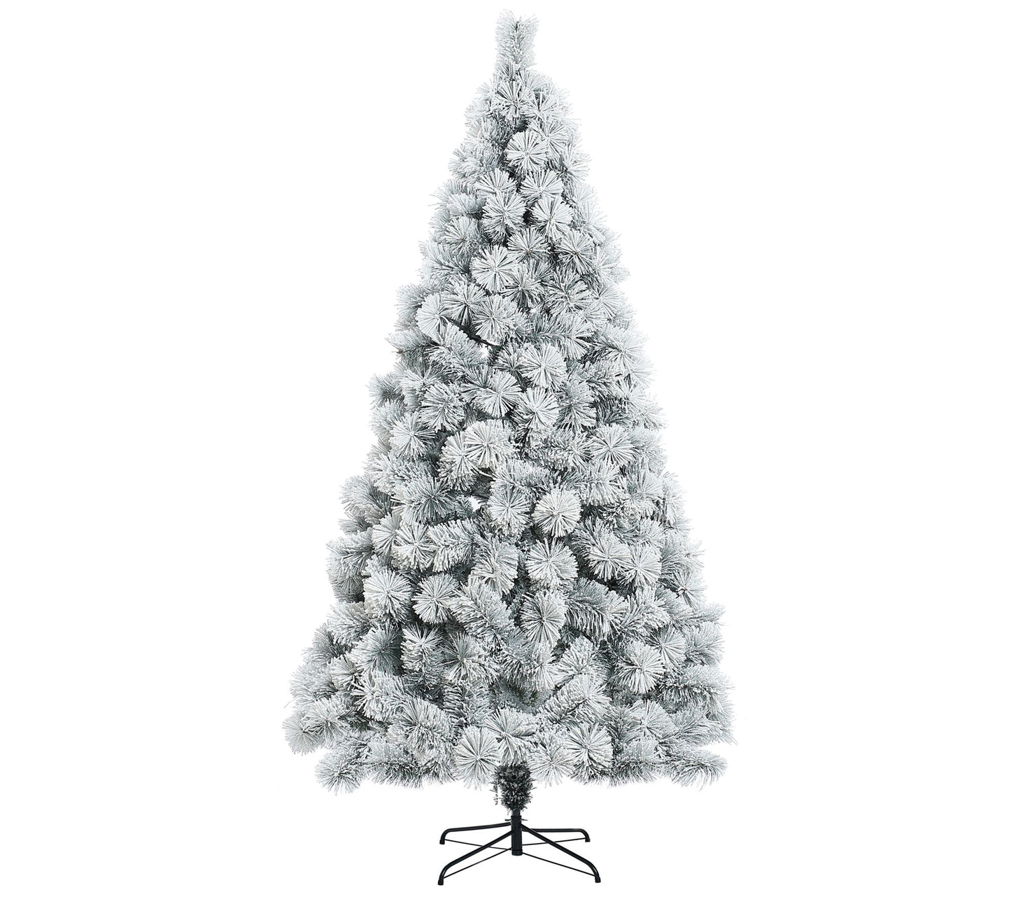 LuxenHome 7.7' Full Artificial Snow-Flocked Chr istmas Tree