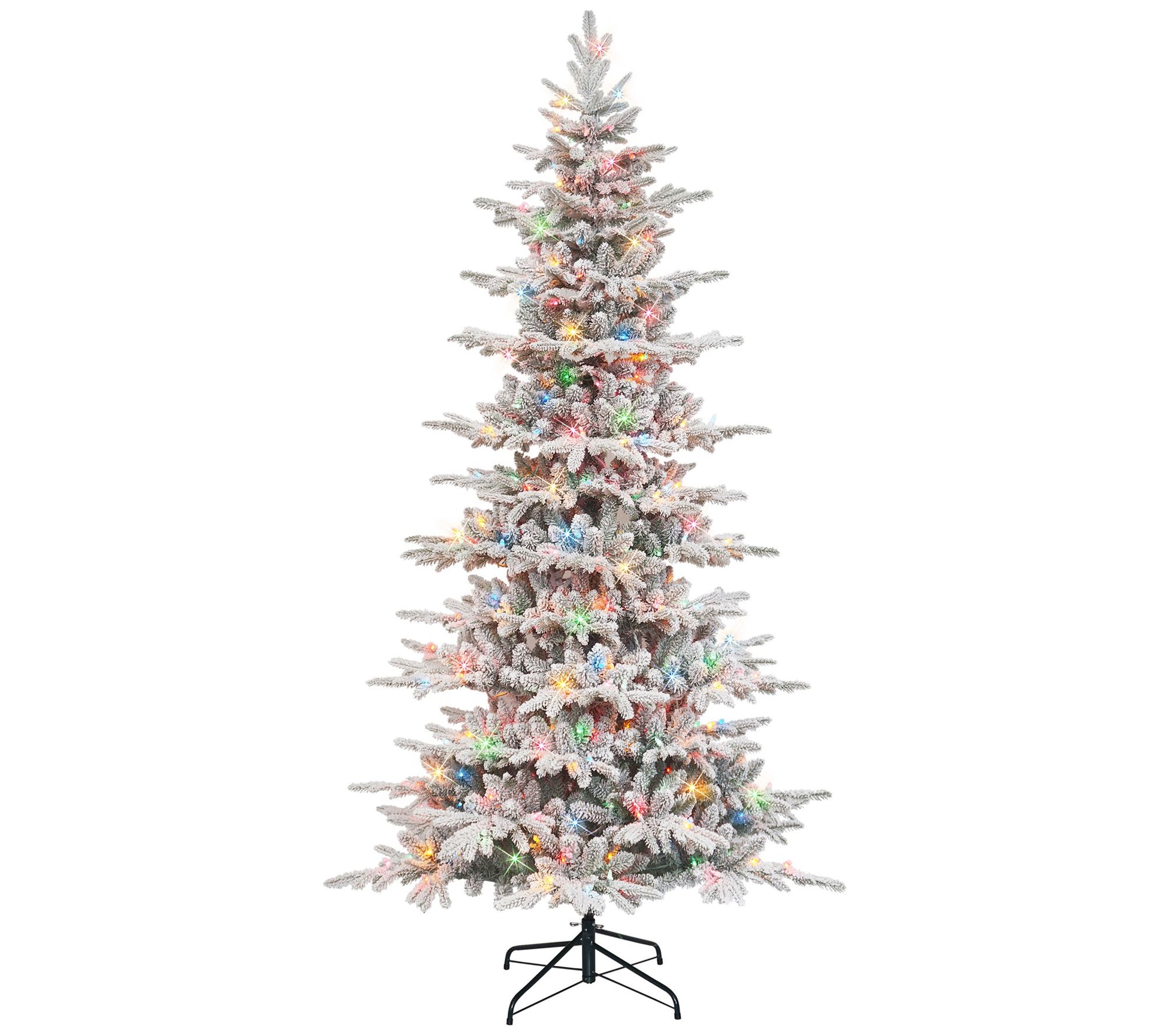 Puleo 7.5' Pre-Lit Slim Flocked Artificial UtahFir Tree