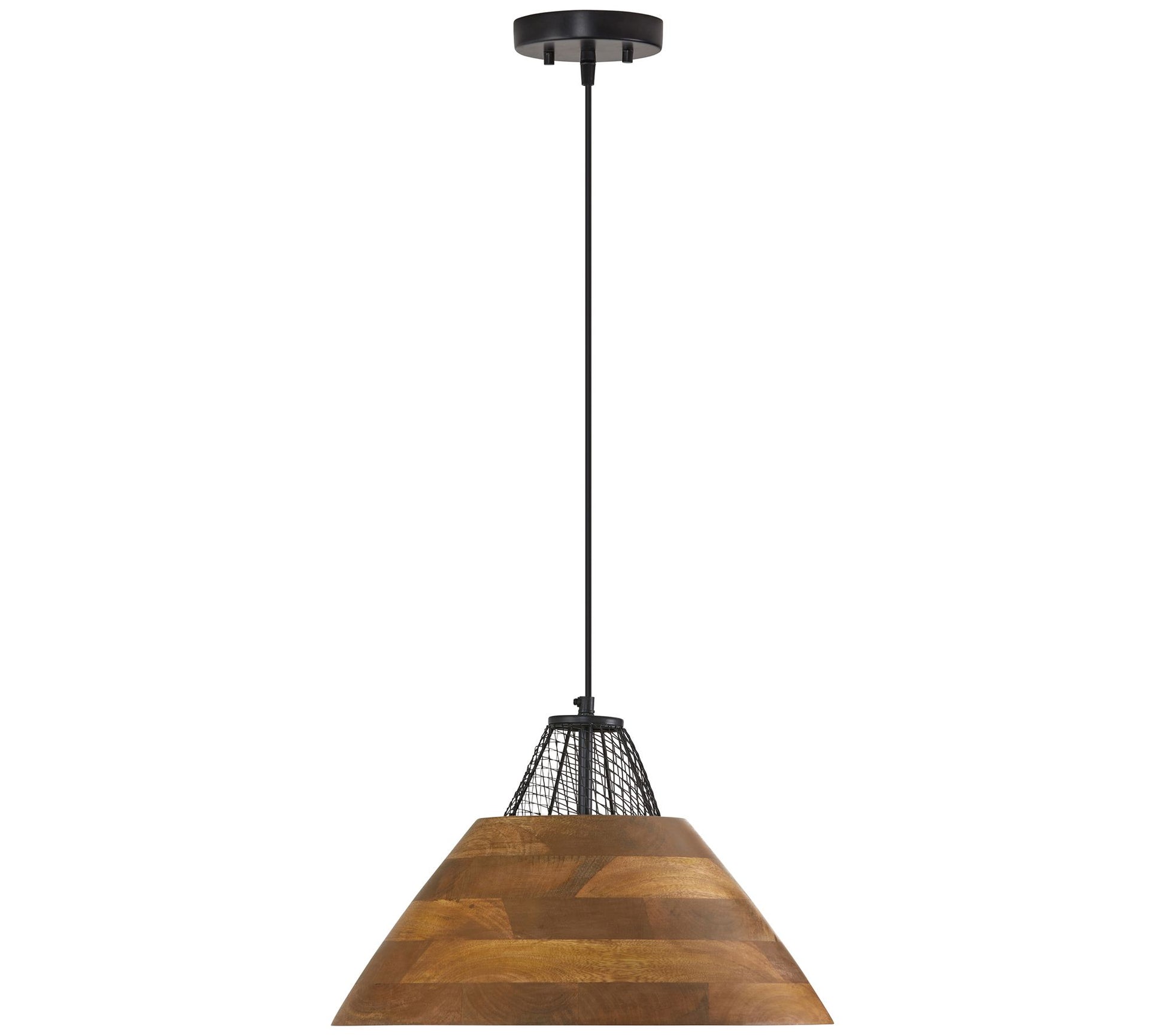 River of Goods 1-Light Metal Cage and Wood Pendant