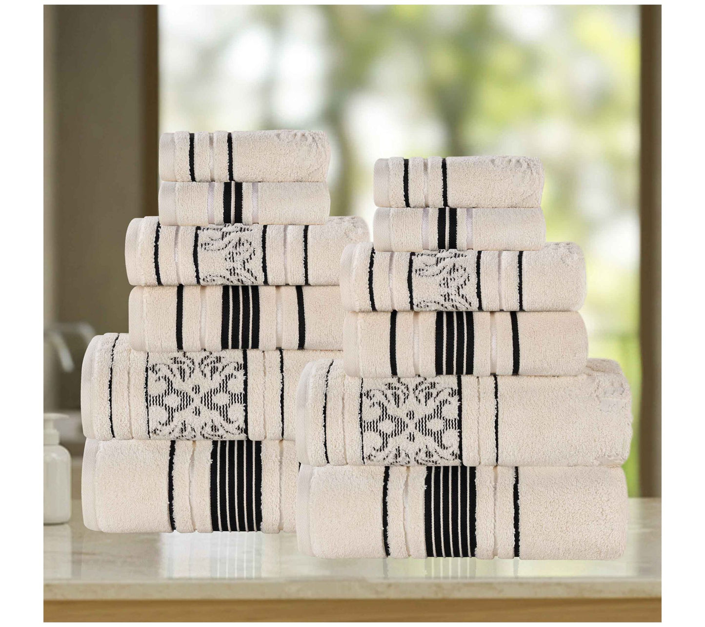 Superior 12pc Sadie Zero Twist Cotton AbsorbentTowel Set