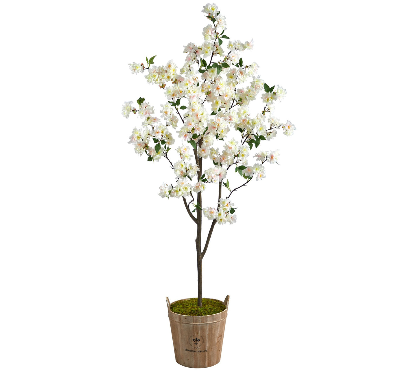Nearly Natural 6'Cherry Blossom Faux Tree in Farmhouse Planter