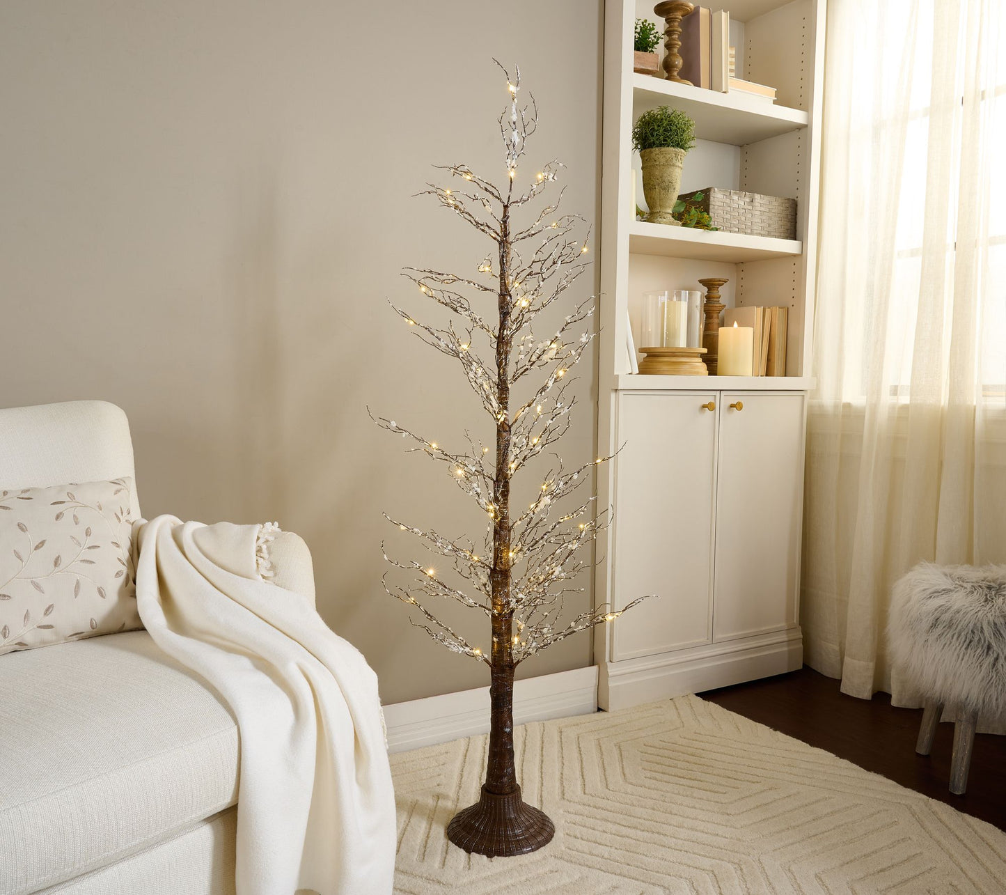 5' Illuminated Snow-Kissed Multi-Branch Tree by Valerie