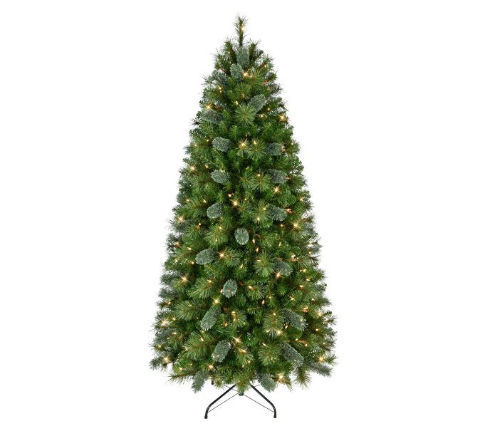Puleo International 6.5ft Pre-Lit Slim Teton Pine Tree