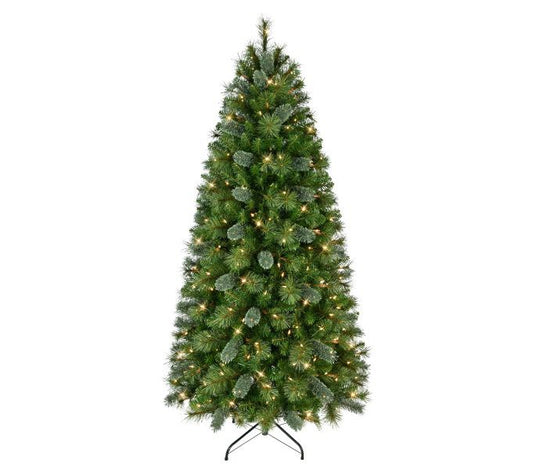 Puleo International 6.5ft Pre-Lit Slim Teton Pine Tree
