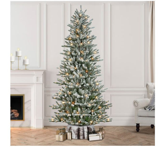 Puleo International 7.5' Flocked Franklin Fir Christmas Tree