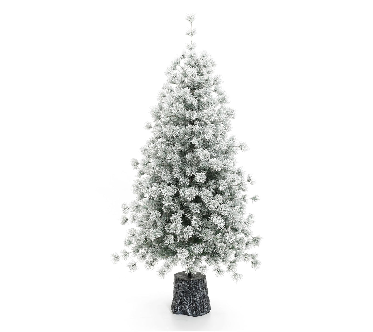 LuxenHome 5.5Ft Flocked Full Artificial Christmas Tree Potted