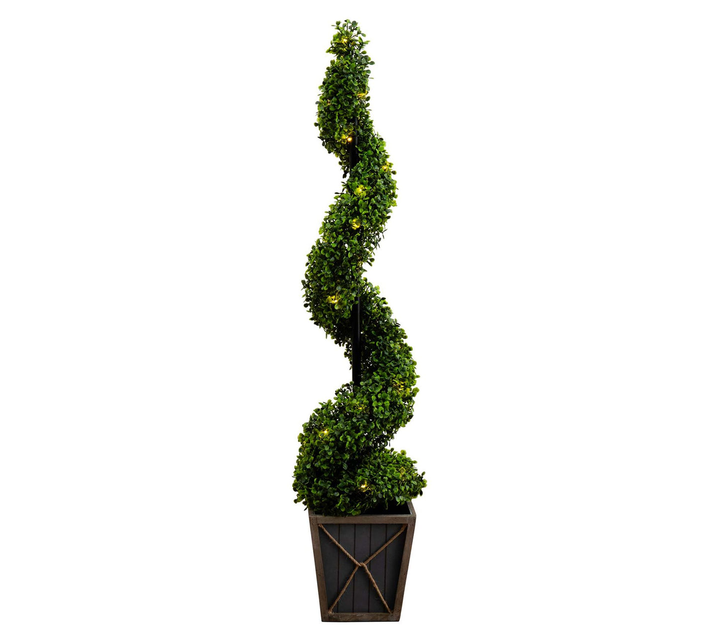 Nearly Natural 45" Boxwood Spiral Topiary w/ LED Lights