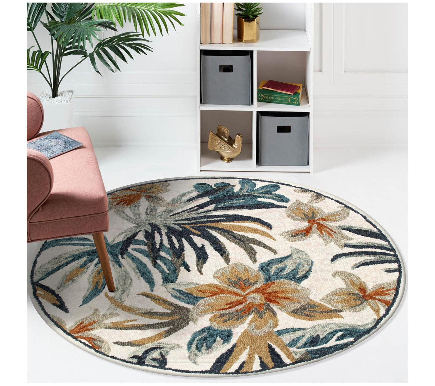 Ox Bay Floral Tropical Hand-Tufted Wool IndoorRug, 6' Round