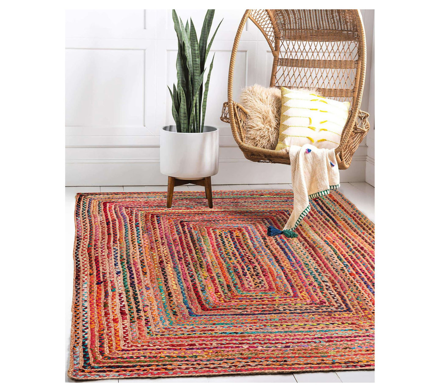 Ox Bay Bohemian Hand-Braided Indoor Rug, 7'6" x9'6", Multi