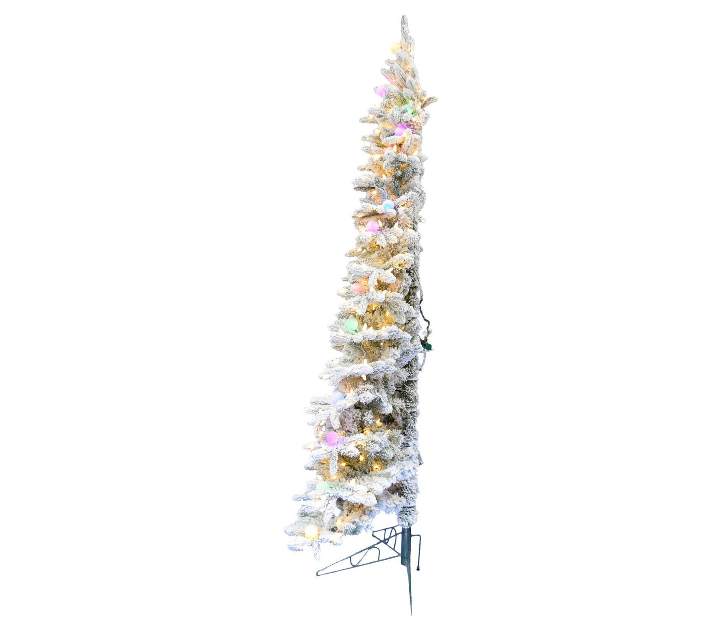 Fraser Hill Farm 6.5-Ft. Flocked Half ChristmasTree w/ Lights