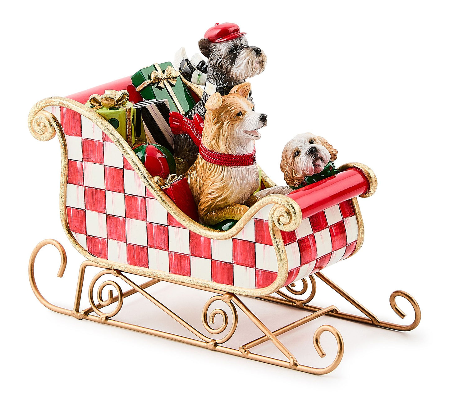 MacKenzie-Childs Check It Out Dog Sleigh Figurine