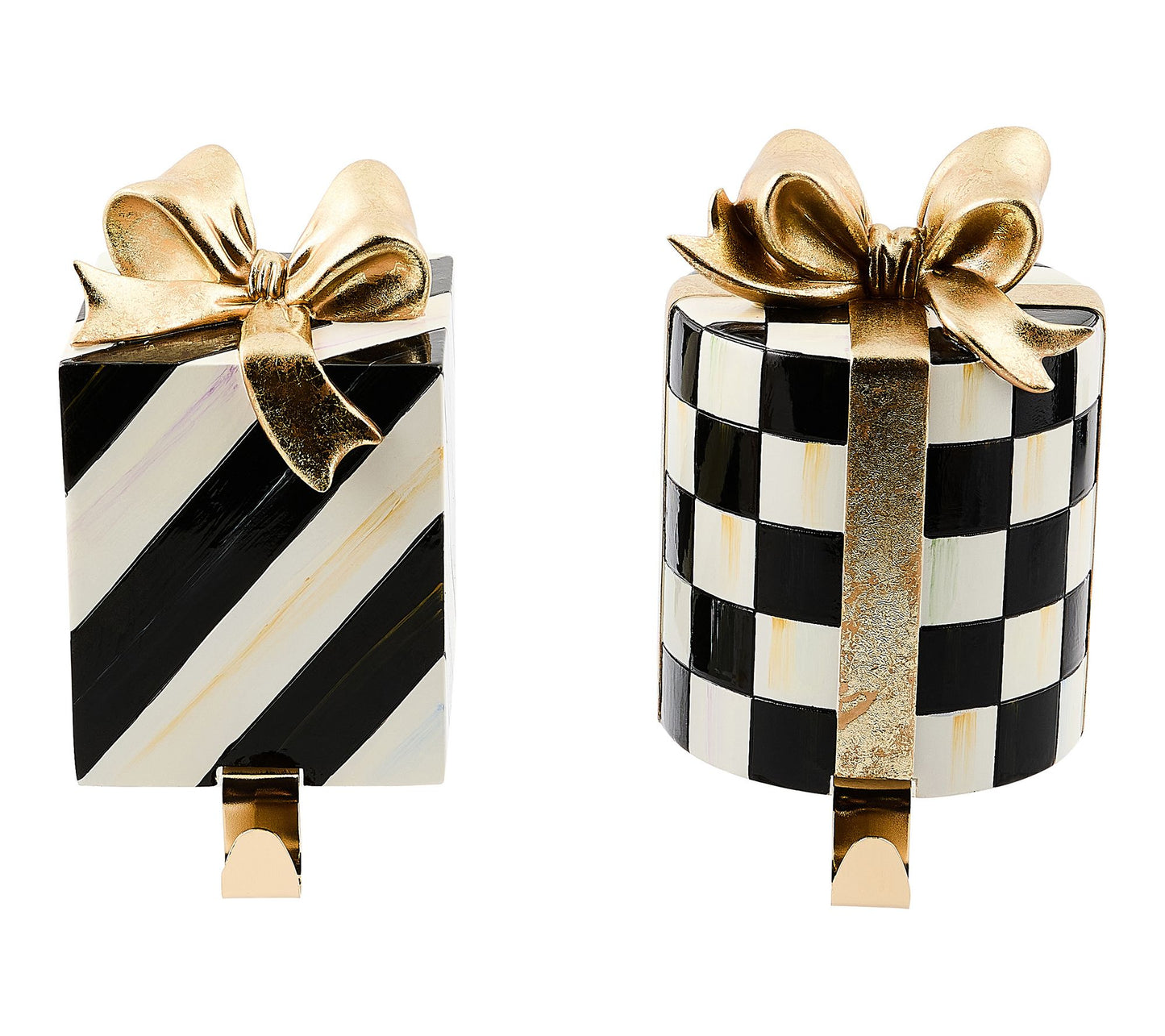 MacKenzie-Childs Gift Box Stocking Holders, Set of 2