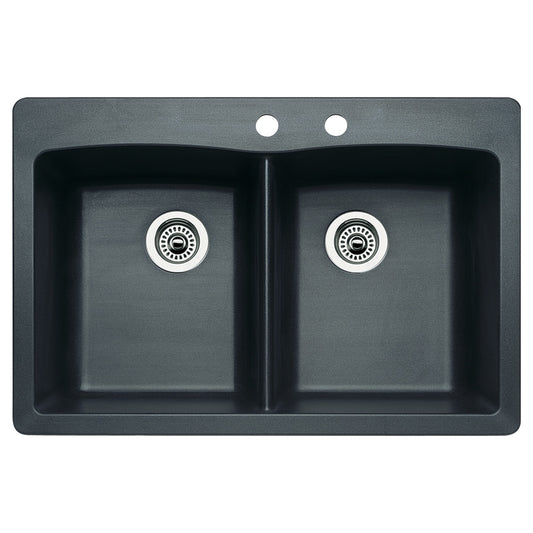 BLANCO Diamond Dual-mount 33.0-in x 22.0-in Granite Double equal bowl Kitchen Sink