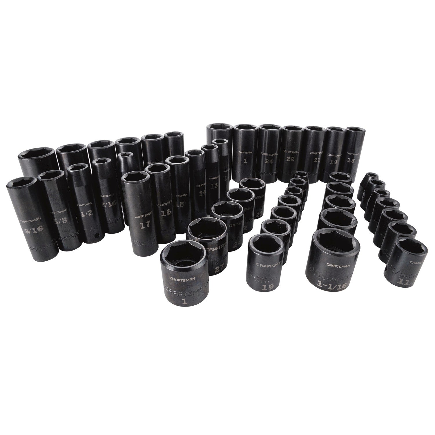 CRAFTSMAN 48-Piece Standard (SAE) and Metric Combination 1/2-in Drive Set 6-point Impact Socket Set CMMT16548