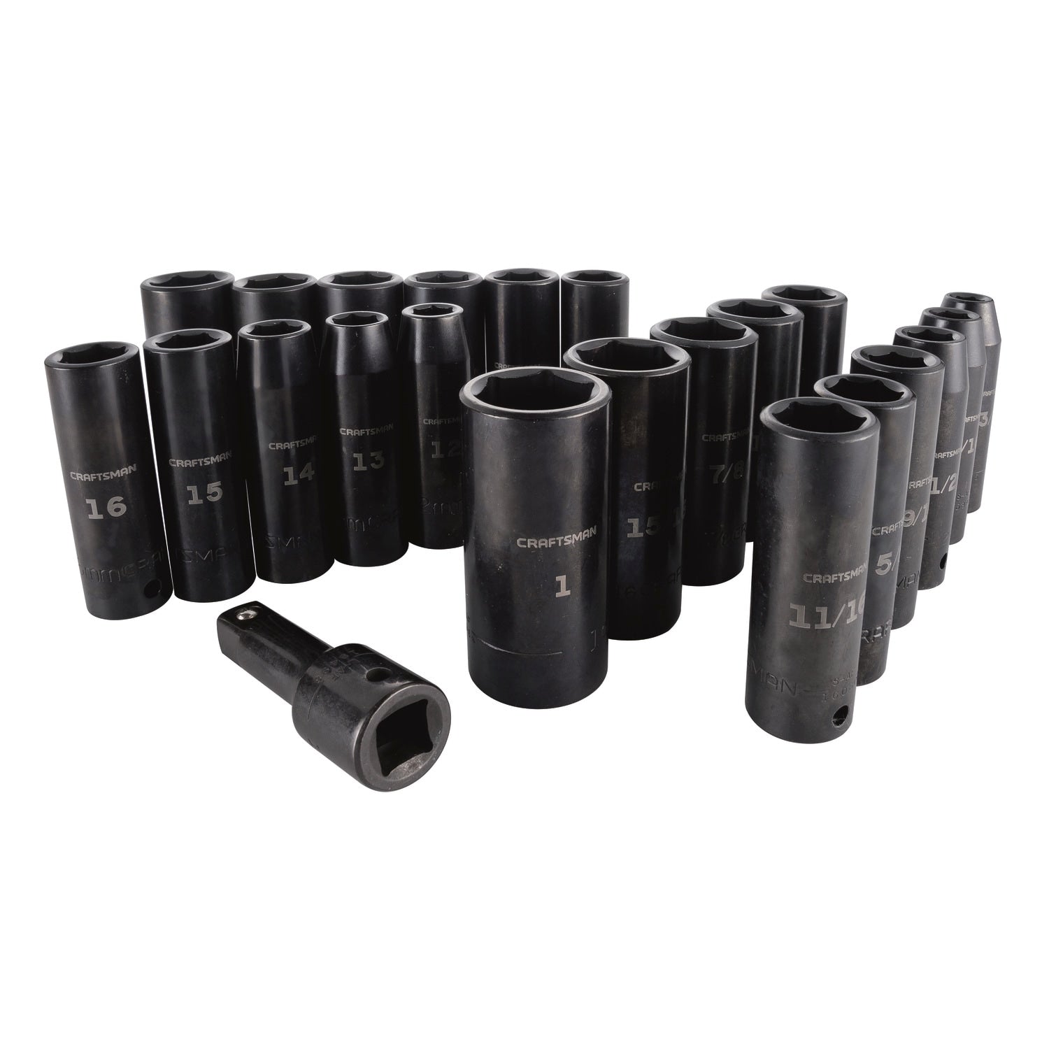 CRAFTSMAN 23-Piece Standard (SAE) and Metric Combination 1/2-in Drive Set 6-Point Impact Socket Set CMMT16970