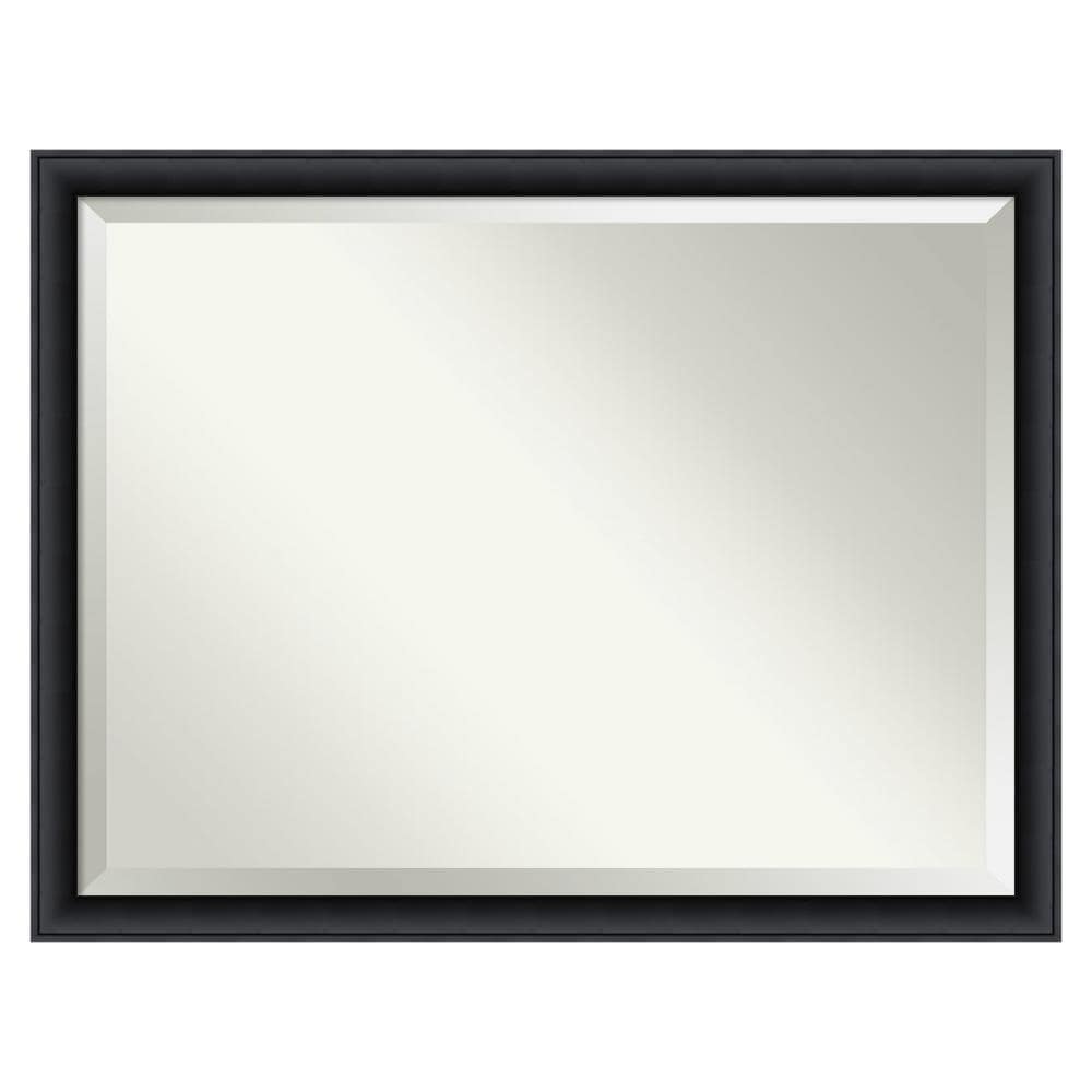 Amanti Art Nero 43.38-in x 33.38-in Framed Rectangle Bathroom Vanity Mirror ( Satin Black )
