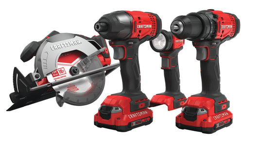 CRAFTSMAN V20 20-volt Max 4-Tool Power Tool Combo Kit (2-Batteries Included and Charger Included) CMCK401D2