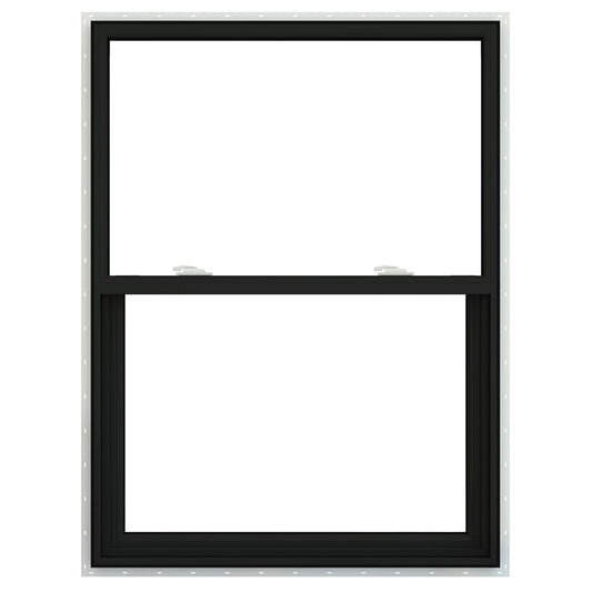 JELD-WEN V-2500 Bronze Exterior Vinyl New construction Single Hung Window Low-E argon Double Pane Glass (Half Screen Included)