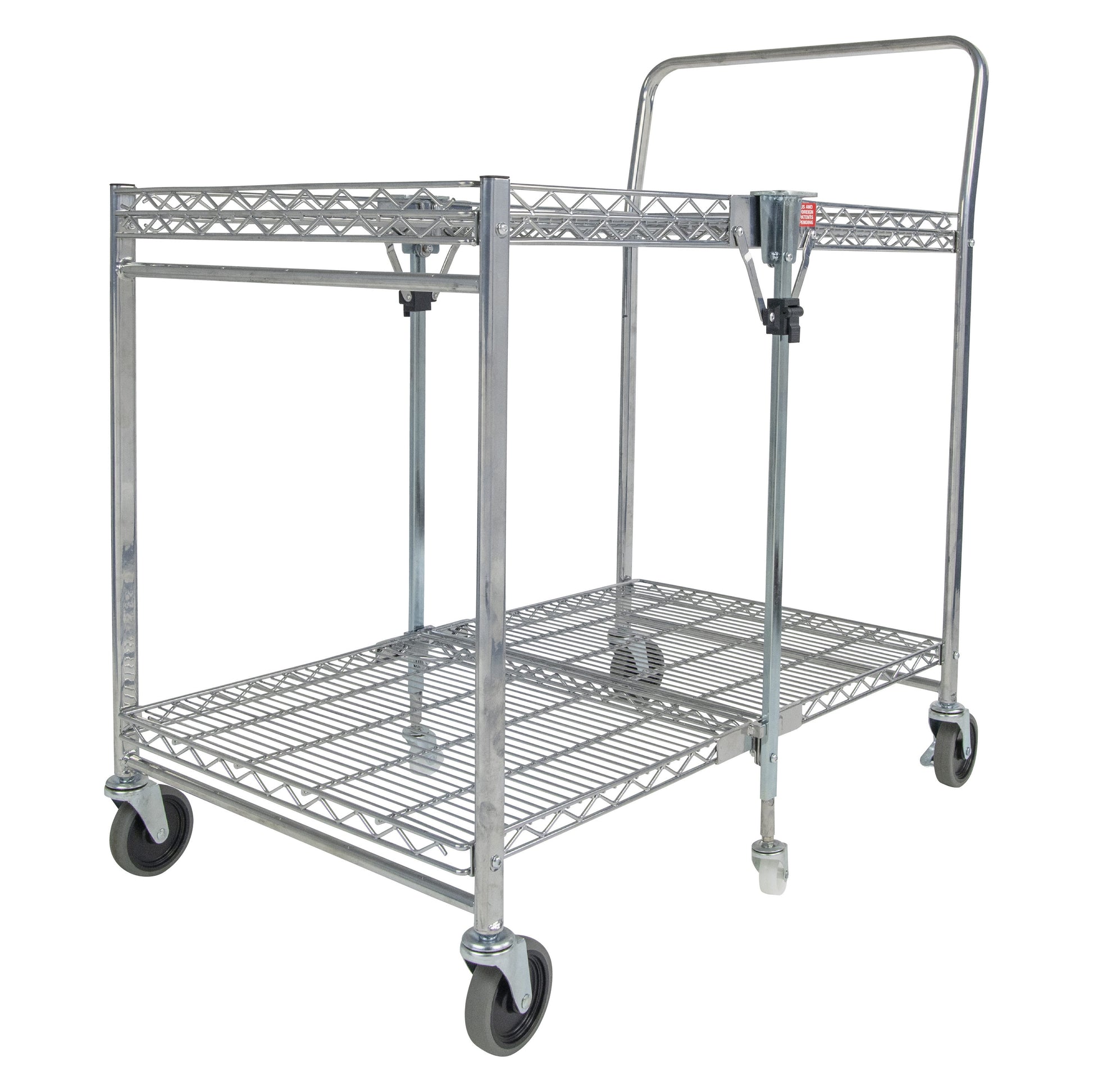 Bostitch Stowaway Folding Cart, Large Chrome, Portable Work Bench with Dual Shelves, 500 lbs Capacity BSAC-LGCR