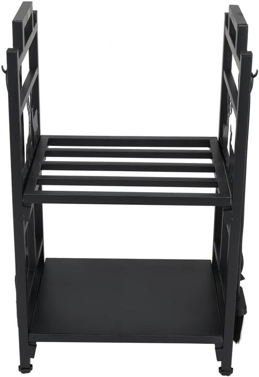 Firewood Rack Outdoor Wood Storage Log Holder with Carry Bag Hook Metal
