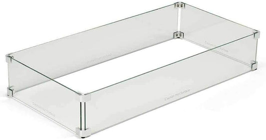 HPC Fire Rectangle Fire Pit Glass Wind Guard (WG43X15-L), 43x15-Inch