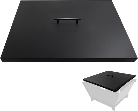 Fire Pit Cover Lid 34" x 34" Square Drop-in Outdoor Fireplace Cover Lid Multiple Sizes and Shapes Available Alloy Steel