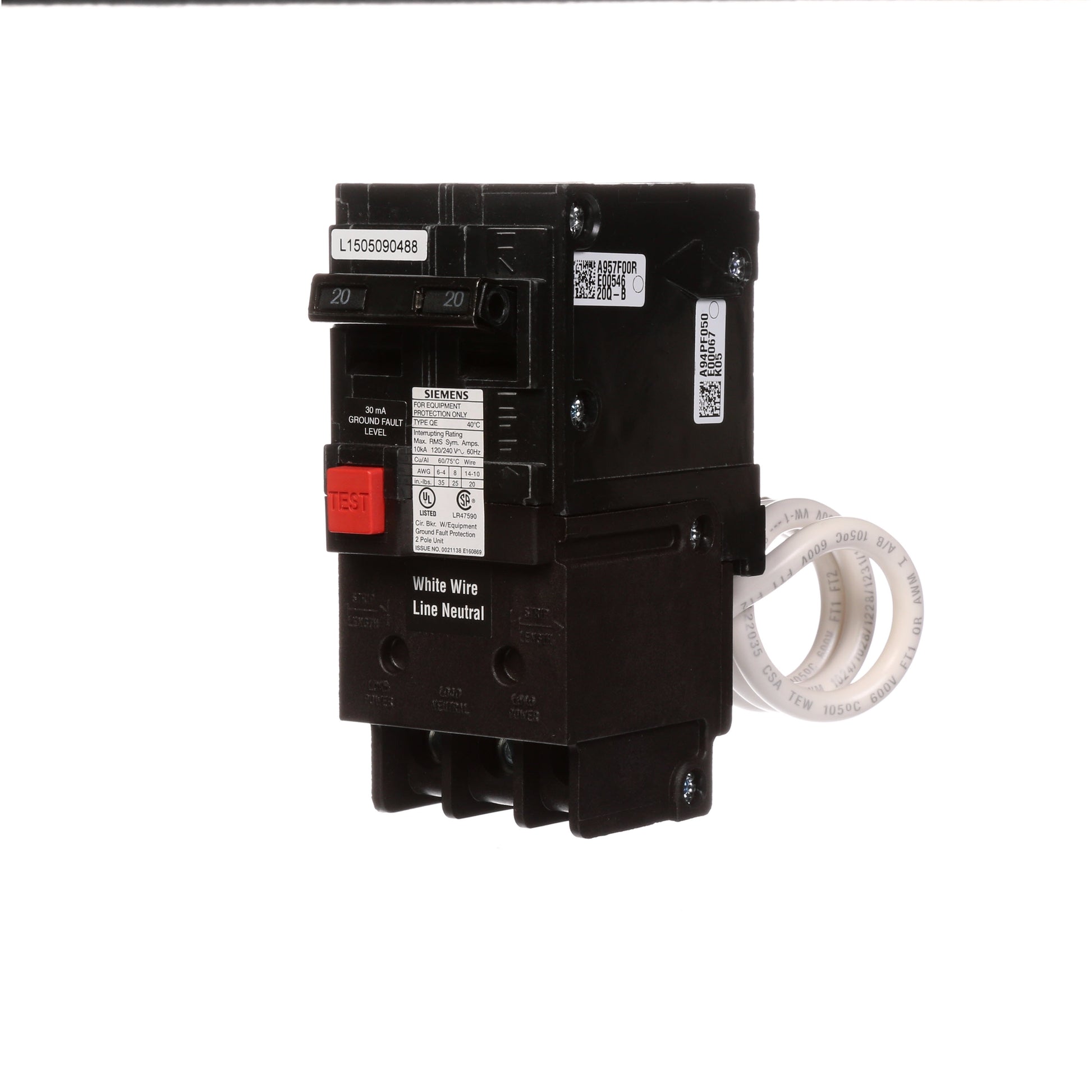 Siemens 20-amp 2 -Pole GFCI Circuit Breaker
