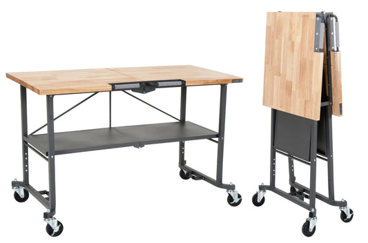 Cosco Rolling Grey with hardwood top Butcher block Portable Work Bench