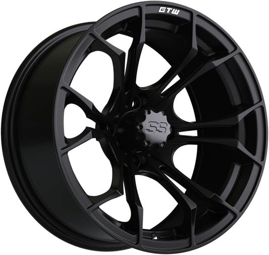 GTW Spyder 15 Inch Aluminum Golf Cart Wheel 15x7 | 4-4 Bolt | 3:4 Offset (Matte Black)