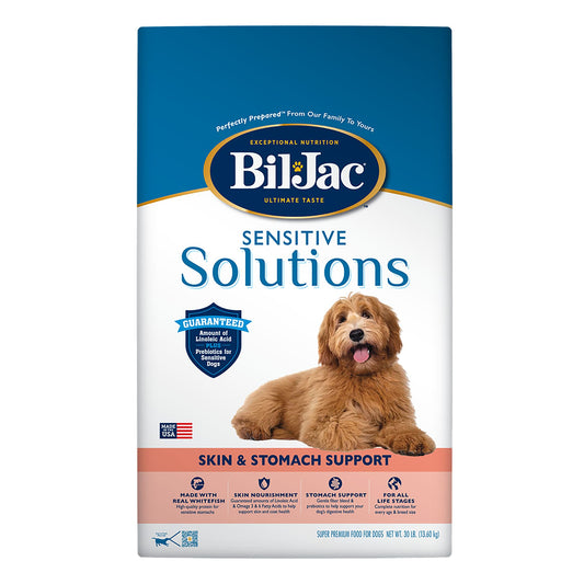 Bil-Jac Sensitive Solutions Skin & Stomach Support All Life Stage Dry Dog Food - Chicken & Whitefish 6 Lb
