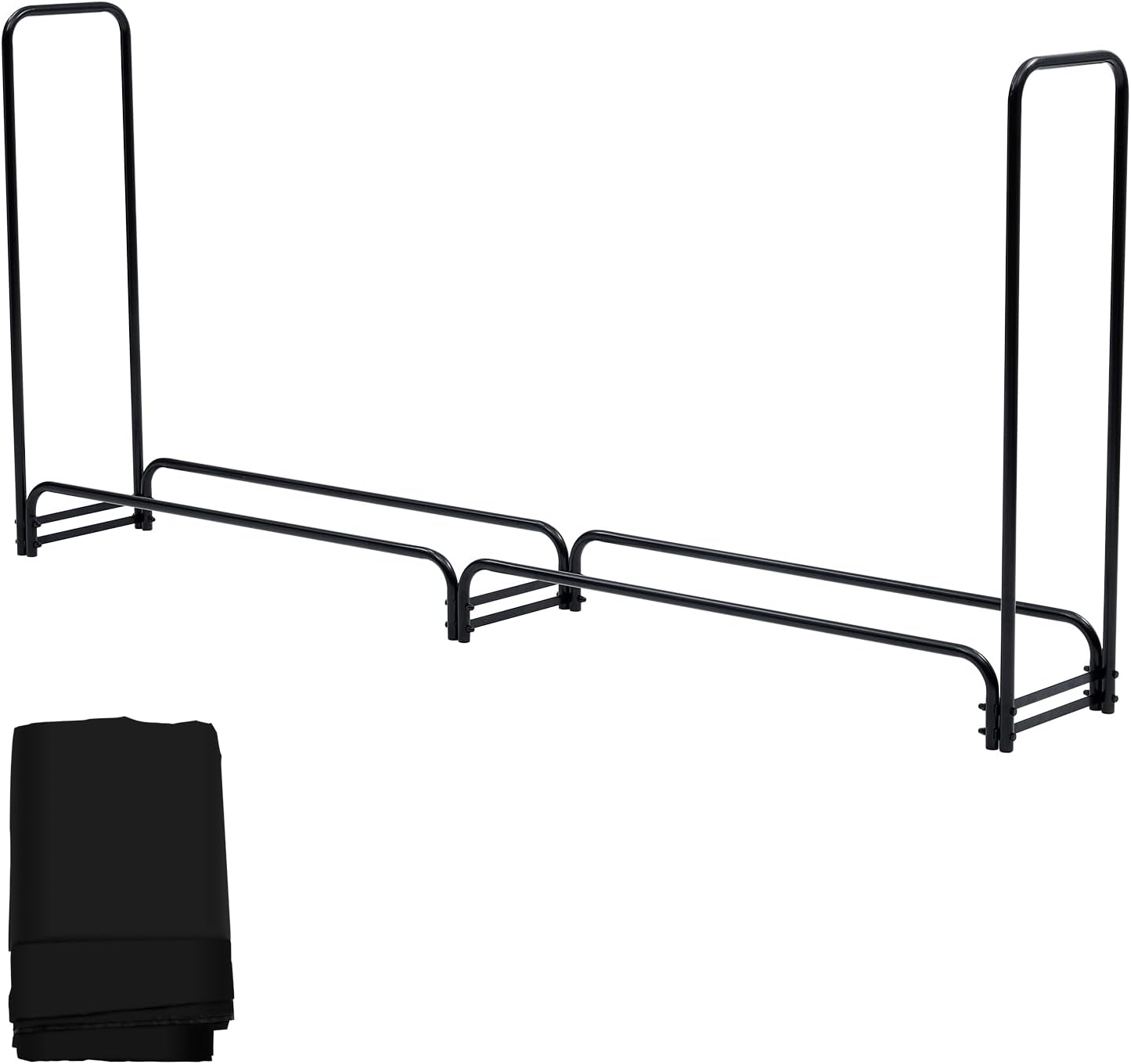 Outdoor Firewood Rack with Cover, Heavy Duty Firewood Holder & Waterproof Cover, 8.5 ft 1/2 Cord of Firewood for Fireplace, Patio, Log Storage Rack