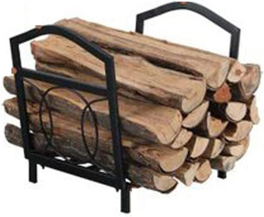 Heavy Duty Firewood Log Rack with Log Bin Stand & Wood Pile Shelf Metal Lumber Holder for Indoor Outdoor Use Ideal for Garage Camping Black Color