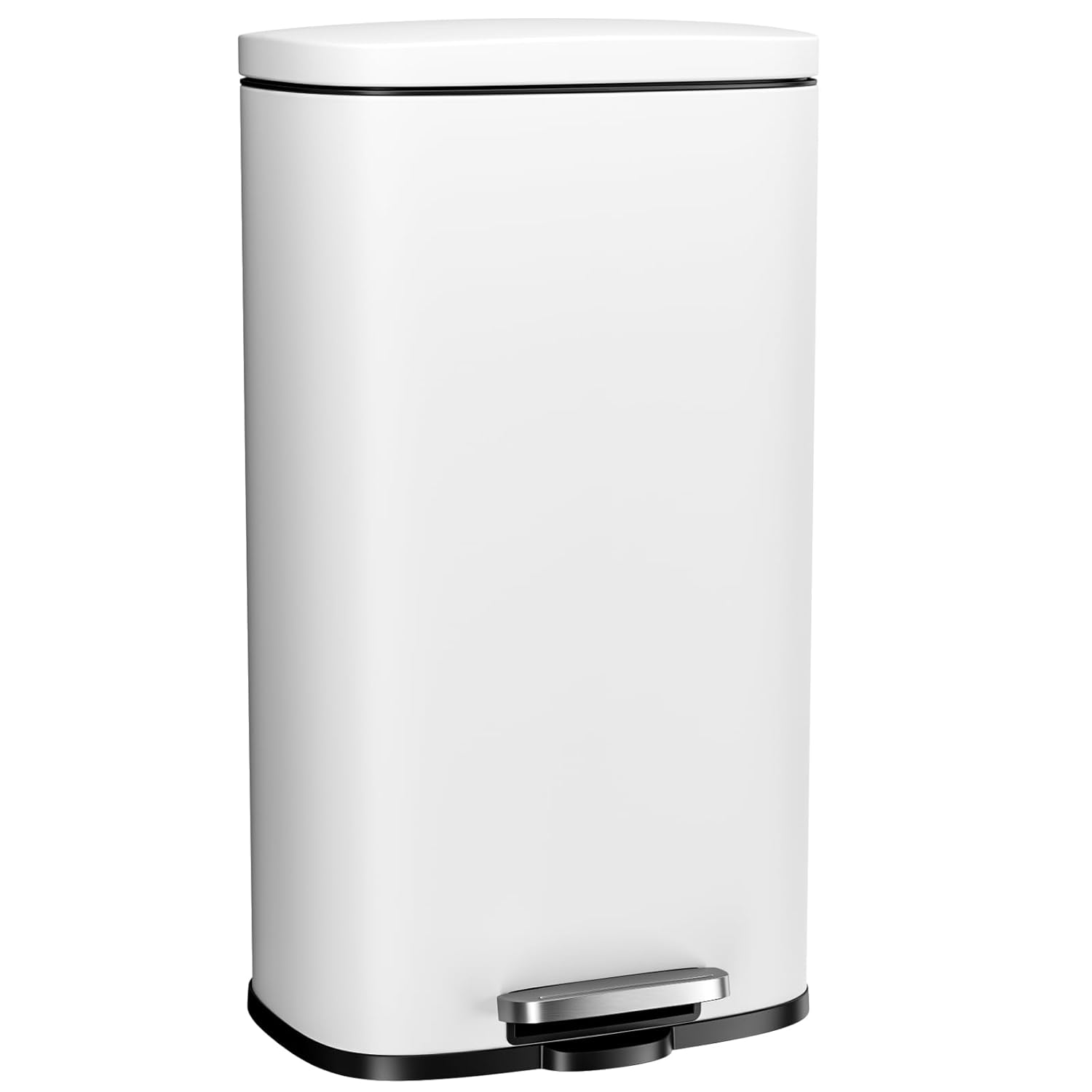 Arlopu13.2 Gallon Step Trash Can, Stainless Steel Garbage Bin, Soft-Close Rubbish Bin with Removable Plastic Inner Bucket, Fingerprint-Proof, Lid Dustbin, Suit for Kitchen Home (White, 50L)