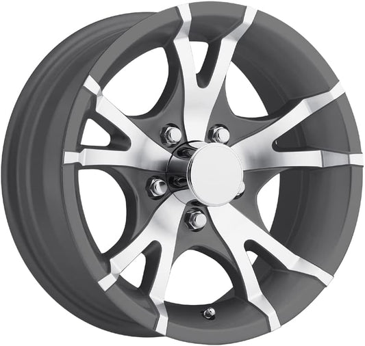 Sendel 15x6 T07 Gray Machined Aluminum Trailer Wheel 5x4.5