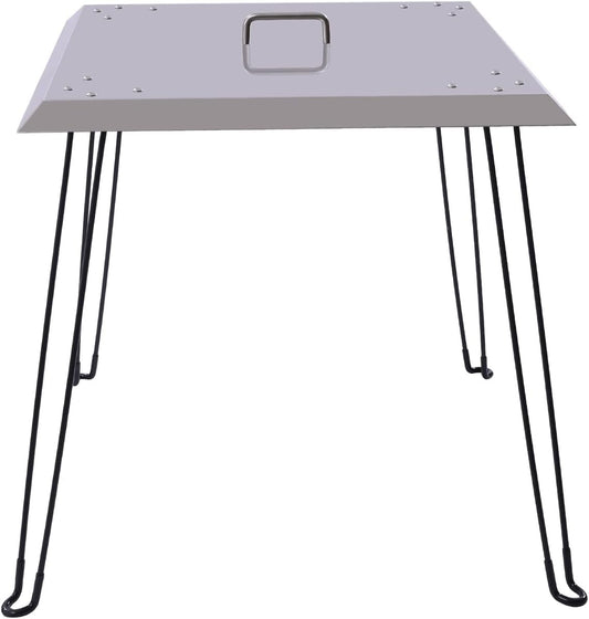 Fire Pit Heat Deflector 24 x 24 x 24 Inch, Stainless Steel Fire Pit Cover, Square Burner Cover to Push Heat Down and Out, with Foldable Legs and Carrying Handle