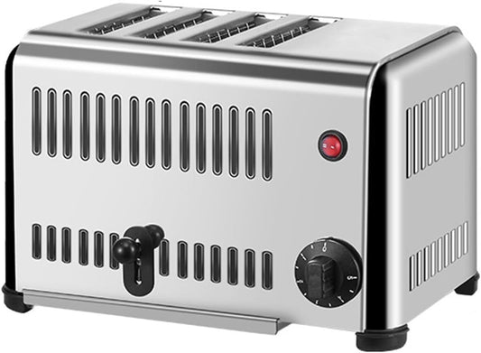 Commercial Stainless Steel Toaster Bread Baking Machine, 1-5 Minute Timing Pop-Up Electric Toaster Breakfast Bread Making Tool w\/Drawer-type Crumb Tray,4Slice