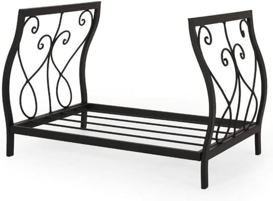 Log Store Firewood Rack Heavy Duty Indoor Outdoor Firewood Holder Metal Retro Wood Rack for Firewood Fireplace Tools Black,