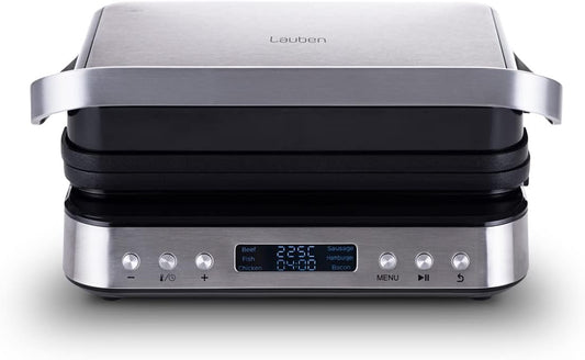 Contact Grill Deluxe 2000ST Table Contact Grill with 6 Automatic Programmes, Removable Plates, LED Display, Memory Function, Drip Tray, Dishwasher Safe