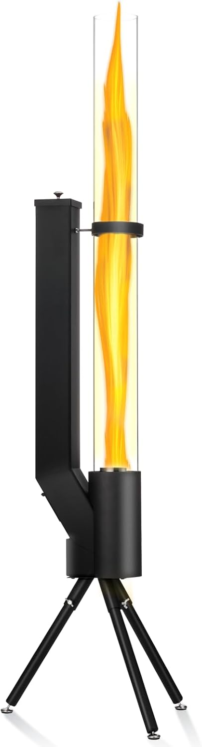 58 Inch Outdor Wood Pellet Patio Heater with Ash Tray, Pellet Fire Tube, Ideal for Camping, Campfire Party, Outdoor Dining, Patio, Backyard, Beach, Bring Happiness to Your Life