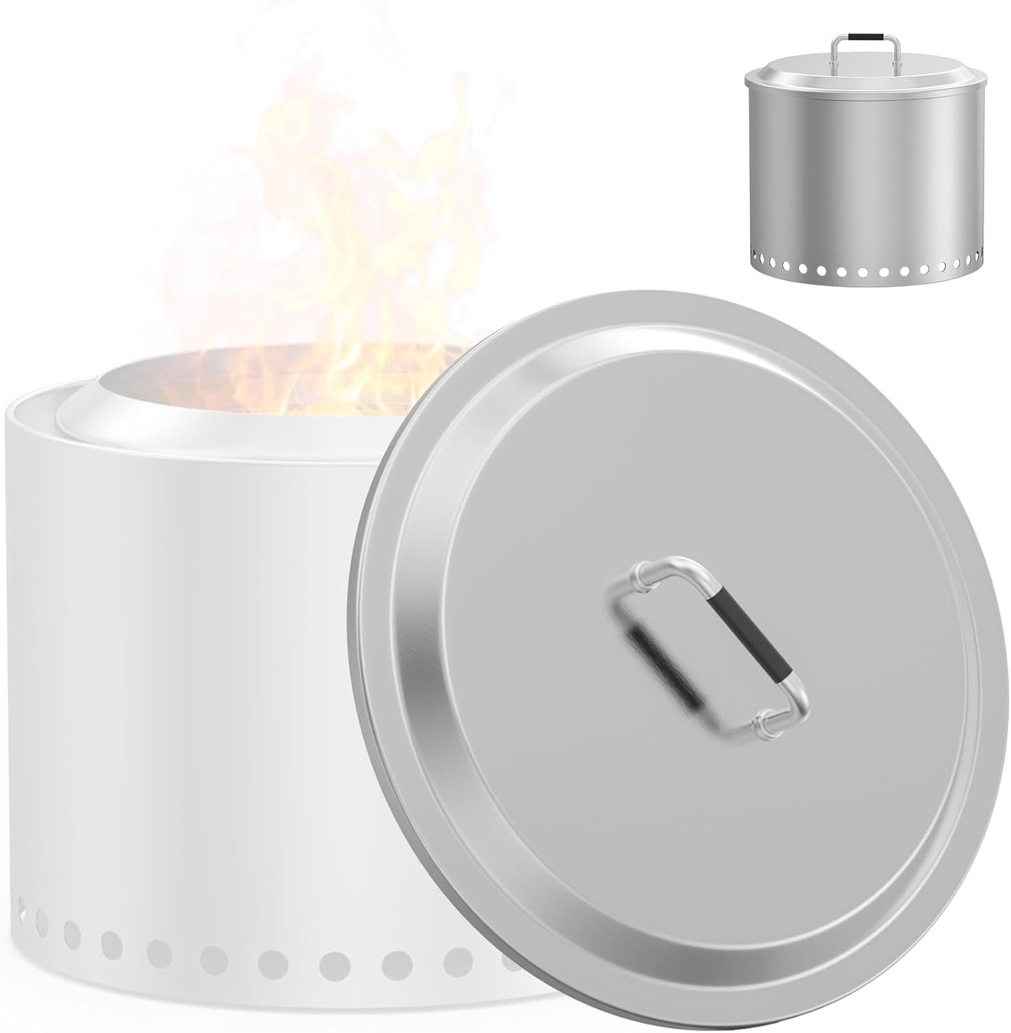 MOASKER Fire Pit Lid for Solo Stove Yukon 27" Accessories, Round Fire Pit Cover for Solo Stove Lid Yukon Cover, Stainless Steel Lid with Handle for Solo Yukon & More 27" Firepit Camping Accessory