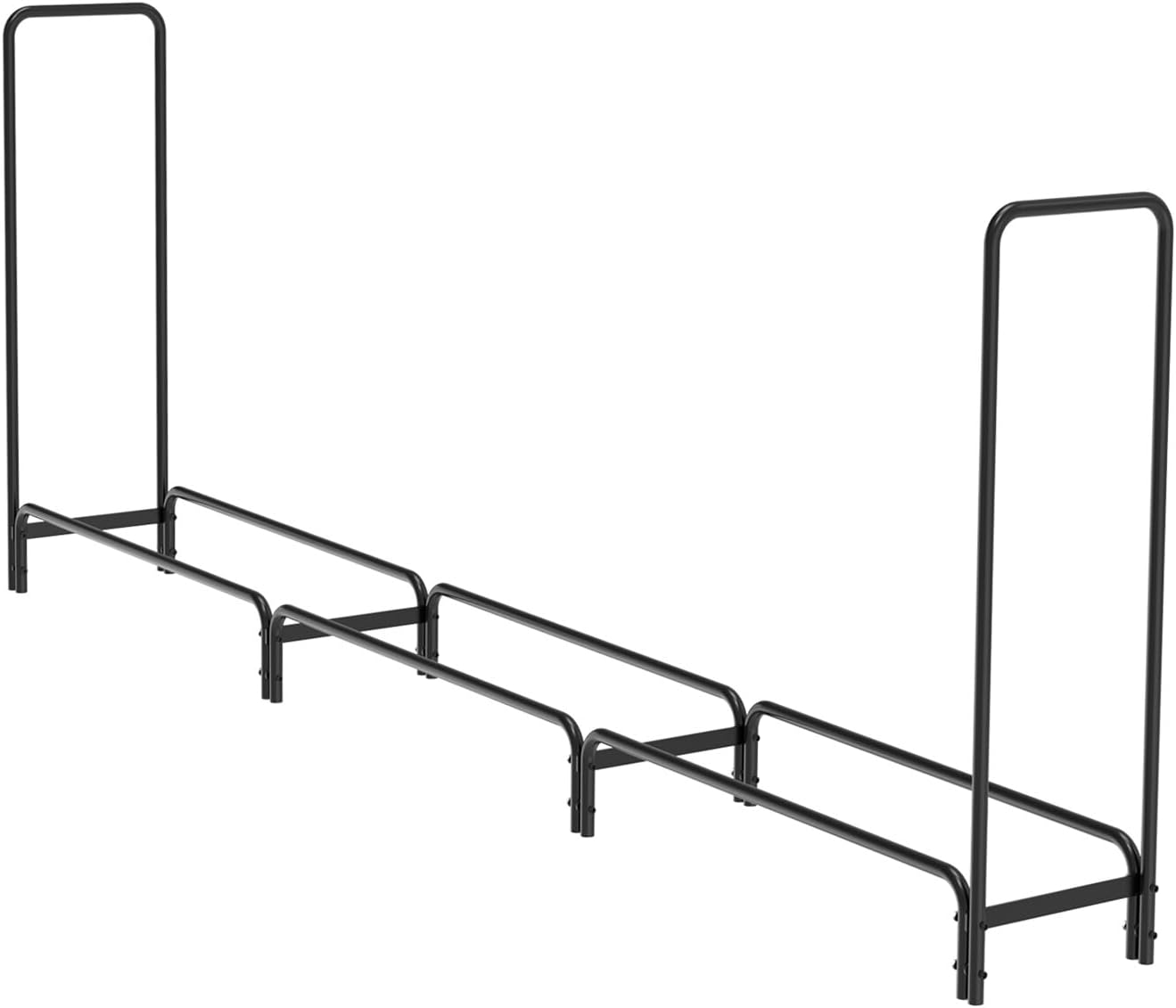 12ft Long Heavy Duty Metal Firewood Rack Adjustable Log Stacker Stand Out/Indoor