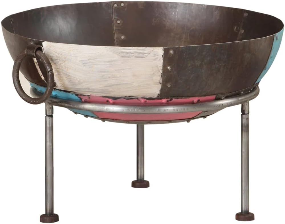 Outdoor Iron Fire Pit 21.7"x21.7"x15", Portable Large Bowl Fireplace with 3 Stable Legs, Mixed Color Finish, for Garden Patio Backyard Warmth