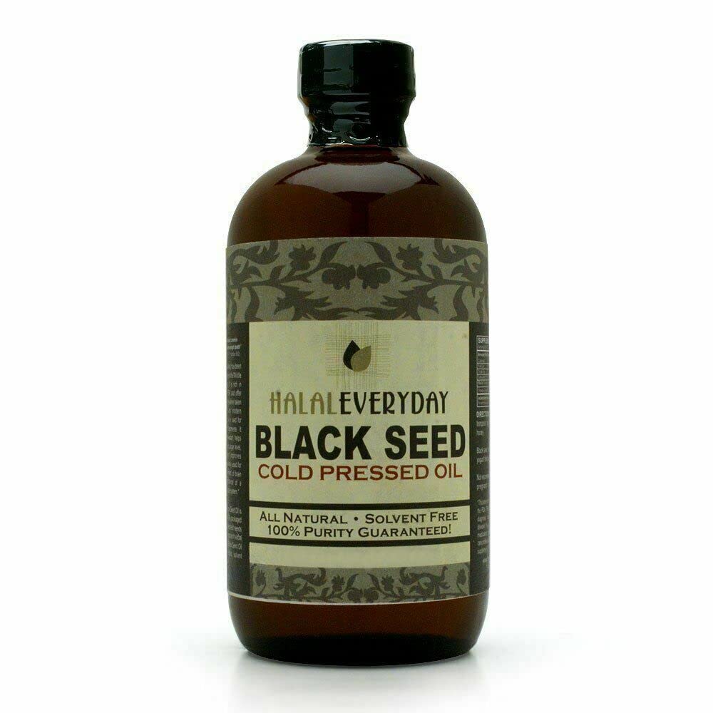 BLACK SEED OIL - 16 oz glass bottle. 100% Pure & Cold-pressed. Unfiltered, Undiluted, Raw. NON-GMO & Vegan Nigella Sativa (Black Cumin). Hexane & preservatives free. Dark & potent