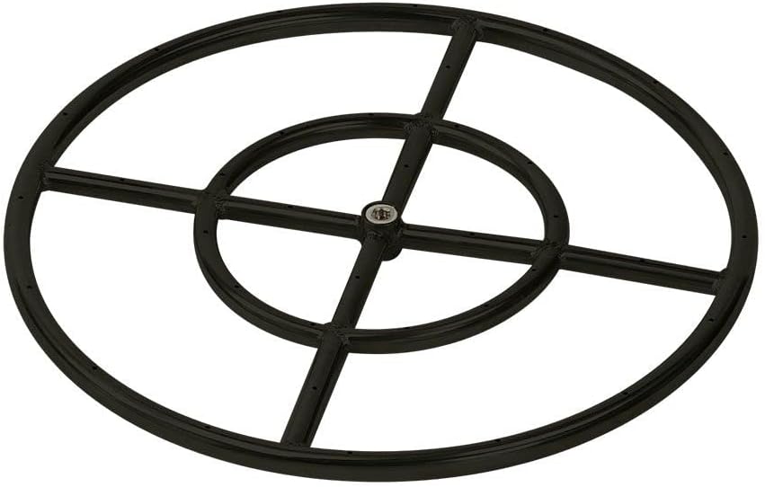 American Fire Products | Black Double-Ring Fire Pit Burner, 18-Inch Round | Use in Outdoor Natural Gas or Propane Fire Pit or Bowl | Durable Black Cold Rolled Steel, BTU 147,000 Max.