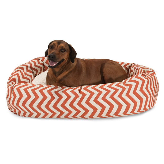 Majestic Pet Chevron Sherpa Bagel Indoor & Outdoor Dog Bed 52"L x 35"W x 11"H